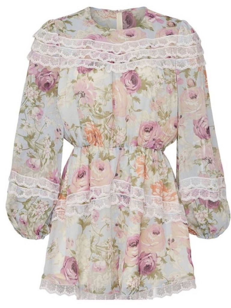 Elliatt Karishma Floral Lace Chiffon Romper